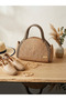 Women's Light Brown, Gray Handle Summer Woven Handbag - Stylish and Elegant Vacation Style Women's Handbag