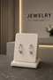 Silver Color Stainless Steel Baguette Zircon Stone Hoop Earrings 1040 - 2