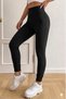 Black High Waist Casual and Sporty Summer Fabric Leggings with a Gathering Effect - 3