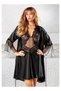 Women's Black Satin Dressing Gown & Nightgown 2-Piece Set