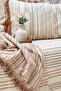 Lia Jacquard Muslin Bedspread Set, Natural Textured, Striped Patterned 100% Cotton Muslin Bedspread - 2