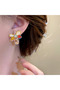 Colorful Stone Flower Motif Earrings - 3