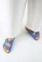 Fuga Women's Leather Genuine Leather Double Buckle Nubuck Blue Slippers - 7