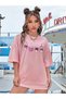 Pink Coffee Printed Women's / Girls' Pink Oversize Salas Boyfriend T-Shirt Top Blouse - 3