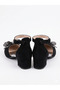 Black Tulle Stone Bow Suede Girls' Heeled Shoes - 2