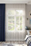 Ecru, Star Patterned, 1 to 2 Sparse Pleats, Children's and Baby's Room, Knitted Tulle Curtain - 2