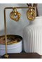Women's Steel Gold Color Textured Hoop Earrings with Screw Detail - 2
