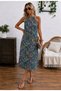 Women's Leopard Patterned Midi Single Jersey Dress with Ring Detail on Open Collar and Shoulders - 2