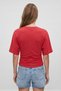 Red Crew Neck Bat Sleeve Gathered Side Blouse 18011 - 3