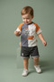Baby Boy 2-Piece Set with Palm Tree Printed Denim Shorts