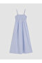 Xside Blue Square Neck Striped Rope Strap Dress - 4