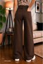 Brown Color High Waist Women's Palazzo Denim Pants – Stretch Denim Fabric, Straight Loose Fit, Modern Jean - 3