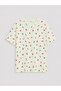 Lcw Comfort White Cherry Printed 100% Cotton Women's T-Shirt - 4