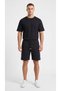 Men's Black Color Shorts with Front Zipper Pockets, Side Piping and Back Pocket