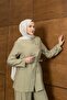 Premium Quality Strawberry Fabric Suit with Gold Button Detail and Thin Belt - 5