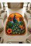 Sdt Special Cut Tropical Peacock Patterned Orange Woven Base Decorative Carpet Sdt3013 - 2