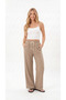 Women's Muslin Look Palazzo Sweatpants Beige Color Wide Leg High Waist - 6