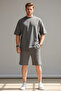 Men's Basic Oversize Short Sleeve Top and Shorts Comfortable Cut Two-Piece Set - 4