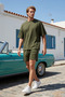Men's Basic Oversize Short Sleeve Top and Shorts Comfortable Cut Two-Piece Set - 3