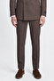 Men's Brown Wool Slim Fit Slim Fit Swallow Collar Striped Double Breasted Suit with Pocket - 5