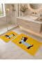 Non-Slip Bath Mat with Yellow Dog Figure, Set of 2 Modern Children's Bath Rugs - 2