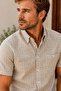 Men's Short Sleeve Shirt with Buttoned Collar and Pocket, Cotton, Summer Casual Fit - 3