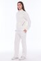 Women's Cotton Zippered Wide Leg Tracksuit Set Ecru 8528