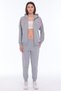 Women's Cotton Hooded Stripe Detailed Tracksuit Set Gray Melange -8521
