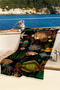 Underwater Coral Fish Themed Beach Towel - Marine Vintage Navy Blue Pool Microfiber Towel - 4