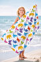 Children's Beach Towel with Origami Animal Figures - Colorful Modern Unisex Quick-Drying Microfiber Towel