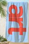 Modern Typographic Text Beach Towel - Minimalist Blue Coral Quick-Dry Microfiber Towel - 7