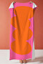 Abstract Modern Color Block Beach Towel - Bohemian Neon Pink Orange Quick Dry Microfiber Towel