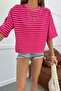 Off-Shoulder Striped Tshirt Pink - 6