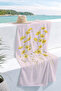 Yellow Floral Themed Beach Towel on Pink Background - Bohemian Pastel Floral Quick-Dry Microfiber Towel - 4