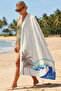 Palm Wave Striped Beach Towel - Tropical Marine Blue Beige Pool Sea Bath Beach Cover - 2