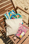 5-Piece Beach Set, Natural Beach Bag (36X39 Cm, 100% Cotton) and 4 Ziplock Storage Bags - 5