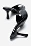 Women's Pointed Toe Thin Heeled Stylish Daily Slippers Sama Black Patent Leather - 6
