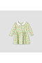 Collared Long Sleeves A-Line Dress with Floral Print - 2