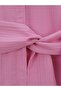 Waist-Tied Crinkle Shirt Tunic - Pink - 2