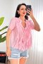 Ruffle Detailed Short Sleeve Pink Blouse - 2