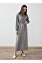 Oysho Hijab Dress with Belt Detail - Gray - - 4