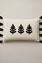 Buldan Handmade Tree Patterned Punch Embroidered Tasseled Hidden Zipper Cotton Throw Pillow Cover 35X55 cm - 7