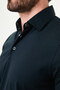 Plain Slim Fit Polo Collar Metal Buttoned 100% Cotton Short Sleeve Men's T-Shirt Navy Blue - 36880.26Y - 2