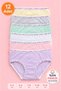 12-Piece Girls' Panties Set, 94% Cotton, Back Printed, Colorful Patterned Panties Set, 3-12 Years Old