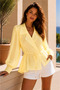 Women's Padded Shoulders Chiffon Lace-Up Shirt - 4