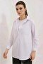 Women's Oversize Striped Cotton White Shirt - 4