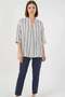Women's V-Neck Oversize Striped Viscose Navy Blue Blouse