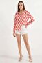 Women's Patterned Satin Burgundy Shirt - 2