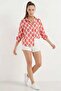 Women's Patterned Satin Burgundy Shirt - 4