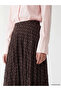 Brown Polka Dot Pleated Skirt with Elastic Waist - 3